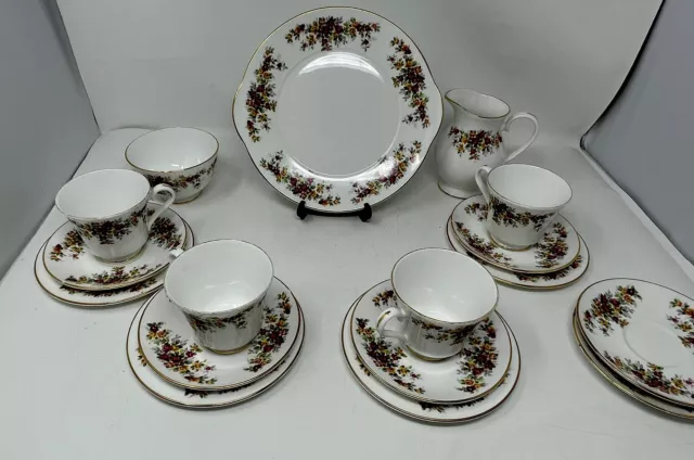 Vintage tea set in Marlborough bone china, Cottage Roses pattern, 17 Pieces
