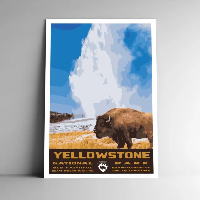 Yellowstone National Park Travel Poster / Postcard Wyoming USA Multiple Sizes