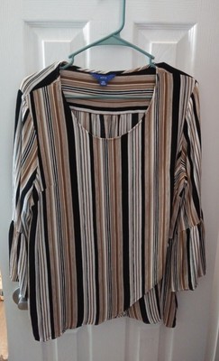 Apt 9 women's striped beige/brown/black long sleeves tunic, size XXL