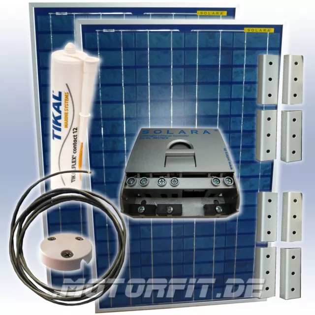 150W (12V) Solar-Profi-Spar-Set Solaranlage komplett mit Halterungen Solarregler