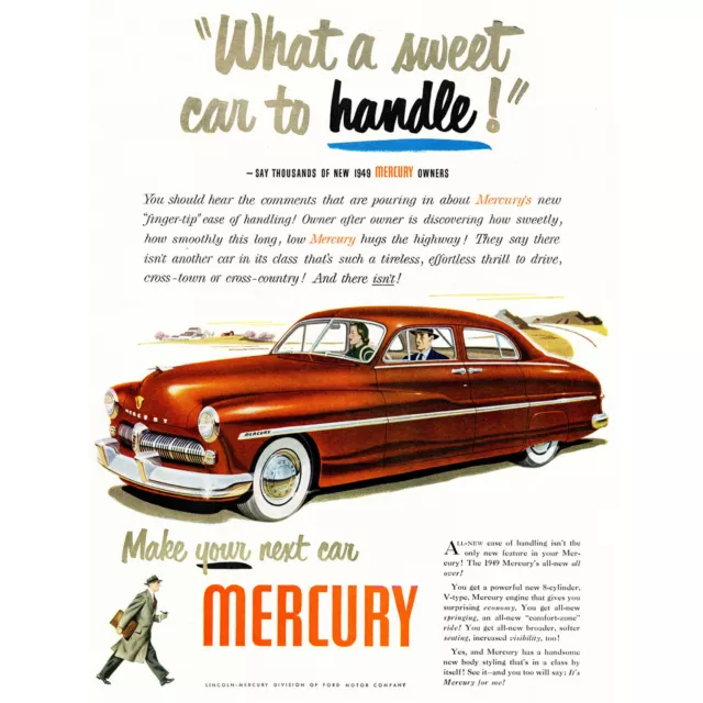 Advert Car Automobile Classic Mercury Sweet Handle 30X40 Cms Fine Art Print Art