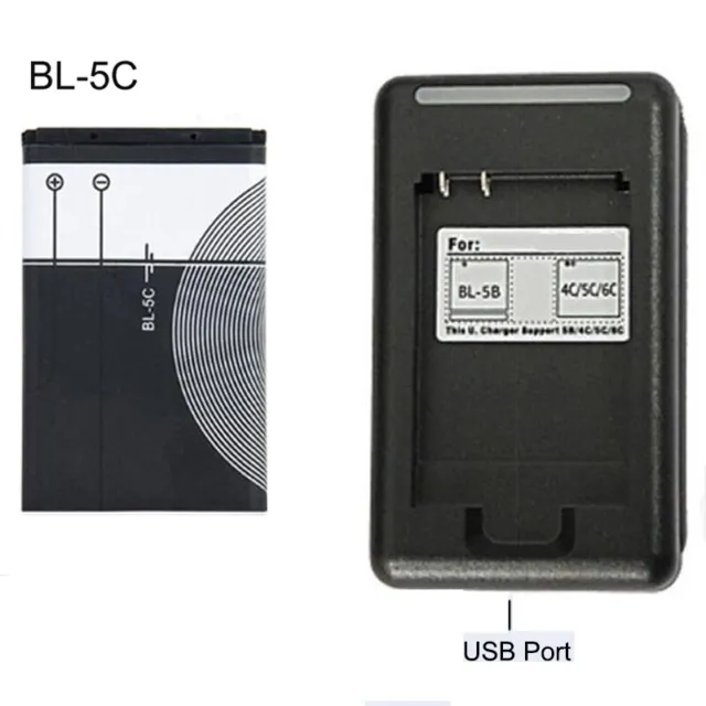 BL-5C Replacement Battery BL 5C USB charger For Nokia Phone Li-ion 3.7V BL5C
