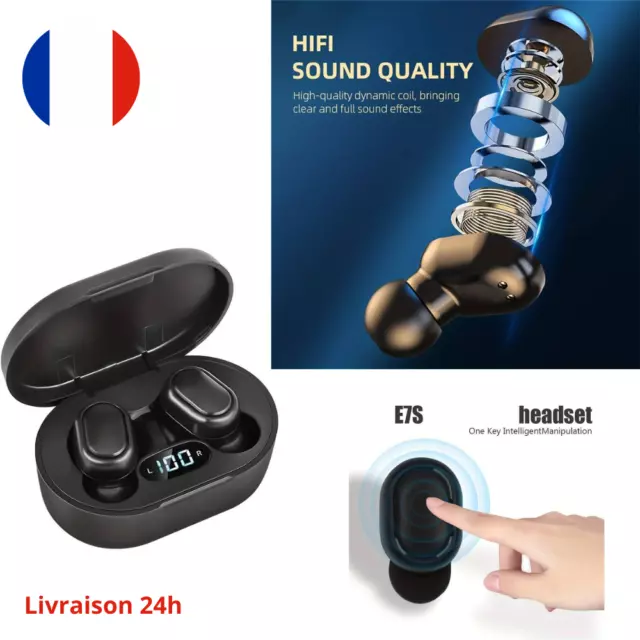 Ecouteur Sans Fil Bluetooth Sport  HD affichage led micro intégré noir