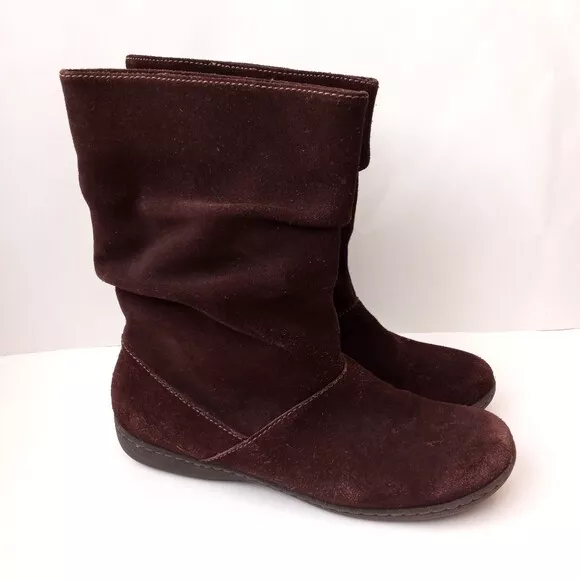 Bjorndal Jennifer Suede Boots Size 10 Women's Brown Leather Slouch Pull On