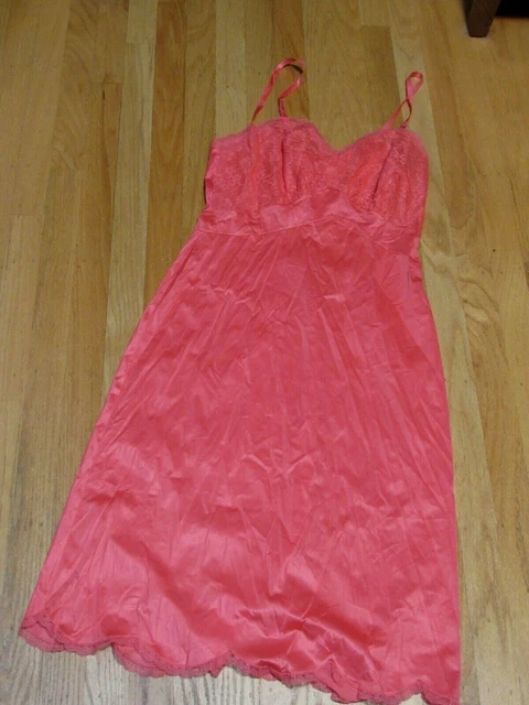 Vintage Vanity Fair Full Slip Sz. 34 All Nylon Rose Watermelon Gorgeous