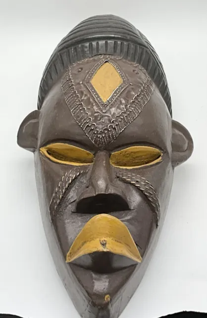African Wood Mask Hand Carved and Painted