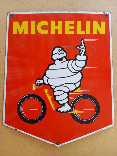 Ancienne Plaque émaillée Publicitaire Pneus Michelin – Déco Rétro Atelier Garage