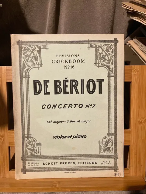 Ch. de Bériot concerto pour violon n°7 en Sol partition violon piano ed. Schott
