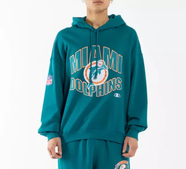 Mitchell & Ness NFL Miami Dolphins Mens Green Pullover Hoodie Size Medium