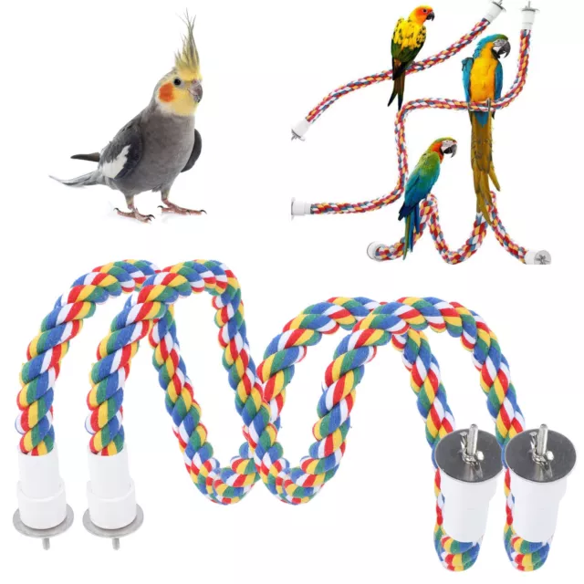 2Pcs Bird Rope Perches Brillamment Coloré à La Main Chew Toy Swings S Qcs