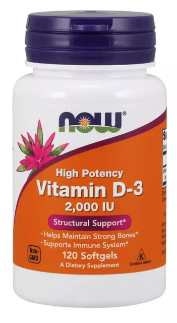 Now Foods Vitamine D-3 D3 2000iu/1000iu/400iu Capsules Gélule Liquid 3 Tailles