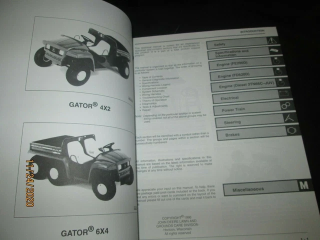 thumbnail image 2 of John Deere Gator Utility Vehicle 4X2 4X6 Technical Service Repair Manual – TM1518 – 702 Pages 2 of 5