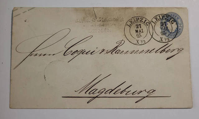 26 - Ganzsache Leipzig X Magdeburg 1865 Brief Sachsen Altdeutschland U17
