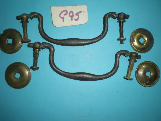 Pair Of Antique Brass Swan Neck Drawer Handles