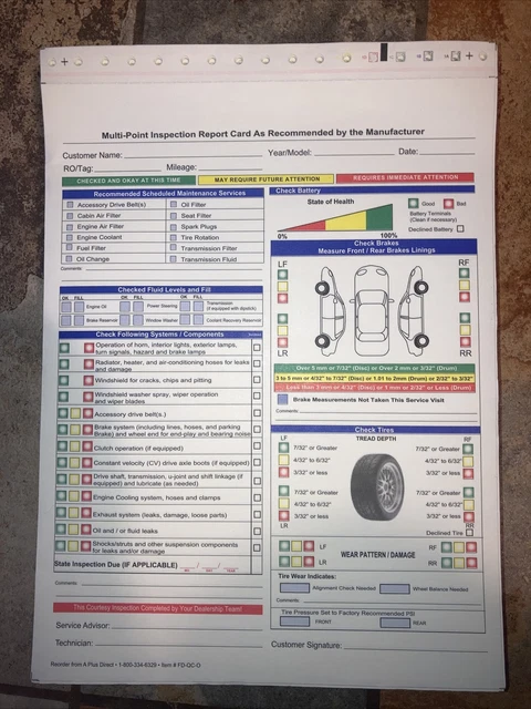 MULTI POINT INSPECTION Form 2 Part - FD-QC-O - 250 Quantity $39.99 ...