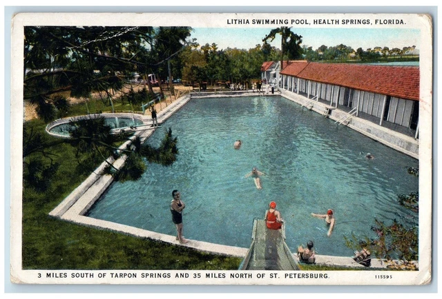 View Of Lithia Swimming Pool Health Springs Florida FL Vintage Unposted Postcard