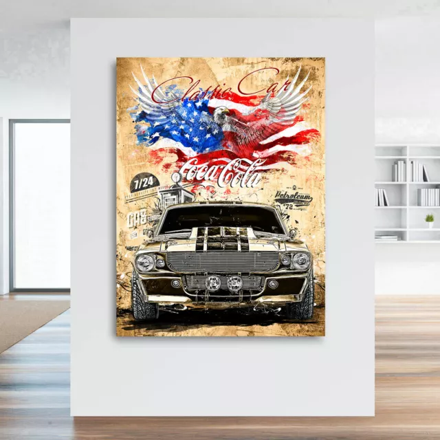 Leinwandbild Ford Mustang Kunstdruck Pop Art Auto Bilder Wanddeko Versand Gratis