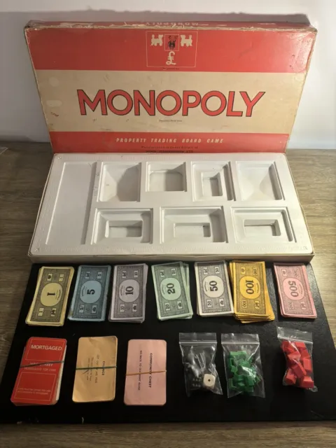 Vintage Monopoly Board Game- 1940s?- With Board & Wooden Pieces- John Waddington