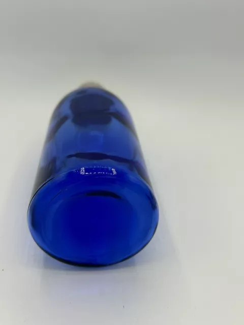 Scarce Vintage Cobolt Blue Bottle With Silver Dome Cap 2