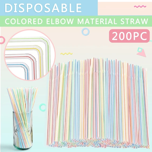 200 pz cannucce materiale gomito colorato monouso succo bevanda cannucce tè latte caldo