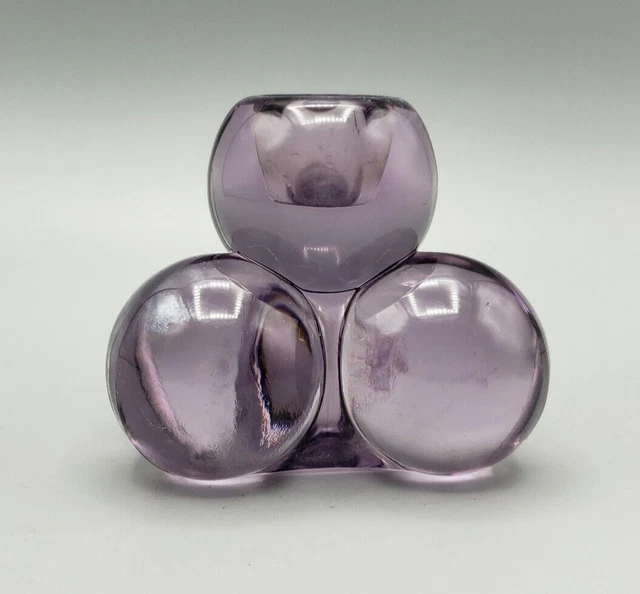 Art Glass Candle Holder Purple Three Ball with Stacked Holder Westmoreland