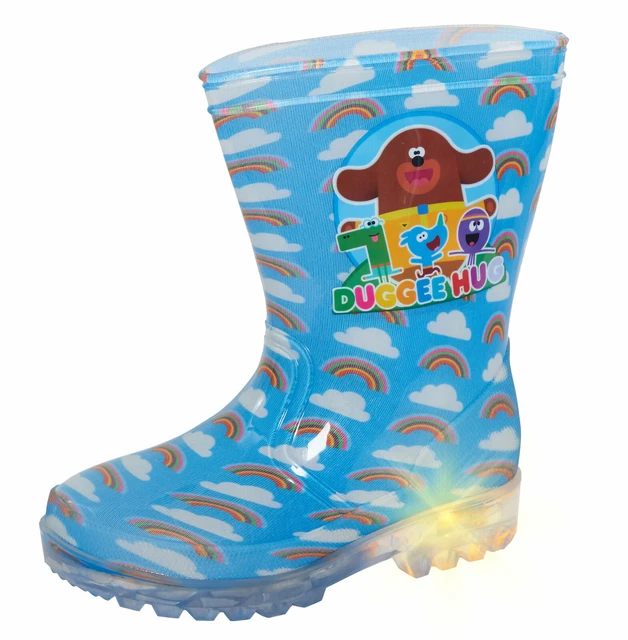 Hey Duggee Light Up Wellington Boots Kids Rainbow Snow Rain Shoes Wellies Wellys