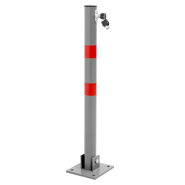 Barrera aparcamiento poste redono plegable altura 71 cm con bloqueo y 3 llaves