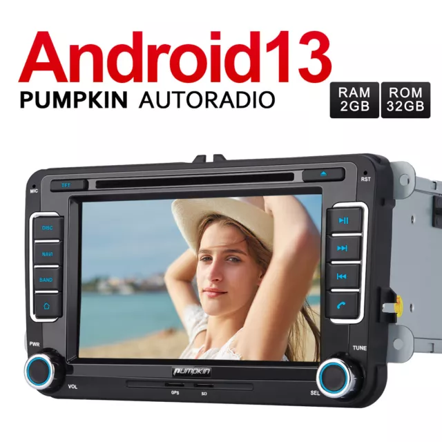 Pumpkin Android 13 Autoradio GPS Navi DVD DAB für VW Golf 5 6 Passat Touran Polo