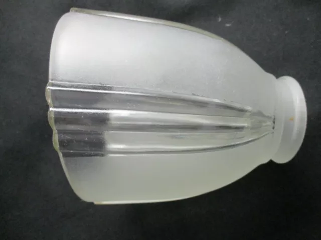 Glass Lamp Shade 2-1/8" Fitter Slanted Rim Clear Satin Fan Sconce Chandelier MCM