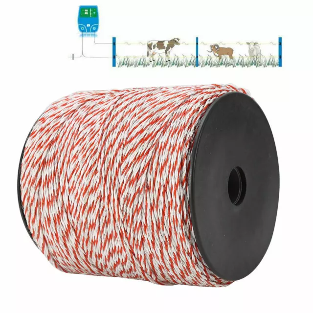 2X 500m Polywire Roll Electric Fence Energiser Stainless Poly Rope Insulator 2