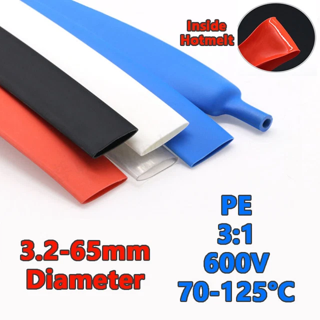 Tubo termoretraibile 3:1 PE adesivo foderato a calore manicotti riducibili a 3,2-65 mm diametro