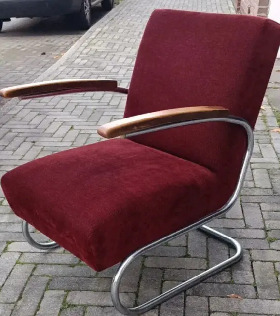 1von2 Thonet S 411 Sessel Bauhaus Vintage Stahlrohr Fauteuil Freischwinger Stuhl