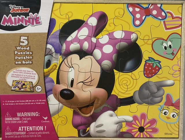 Disney Junior Minnie Mouse Puzzle Set of 5 Wood Puzzles 4 - 8 pc and 1 - 24 pc
