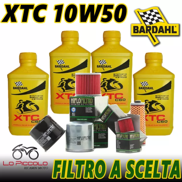 4 Litri Bardahl Bardhal Xtc C60 10w50 Olio Moto 4T Full Sintetico + Filtro HiFlo