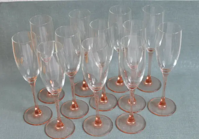 Luminarc France Sektgläser Sektflöten Gläser mit flamingo rosa pink Stiel 12 Stk