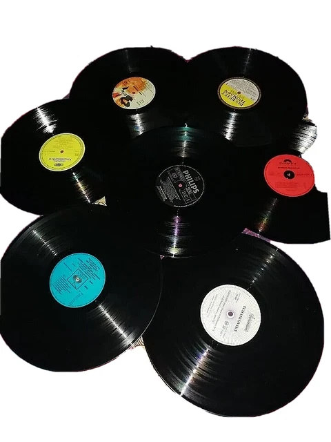 12 Disques Vinyles Vierges Noirs - 18cm - Déco Murale DIY Ou Projets Créatifs