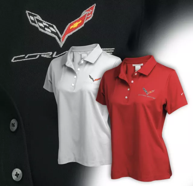 2014-2019 Corvette C7 Womens Nike Dri-FIT Polo Shirt with Logo & Script 686721