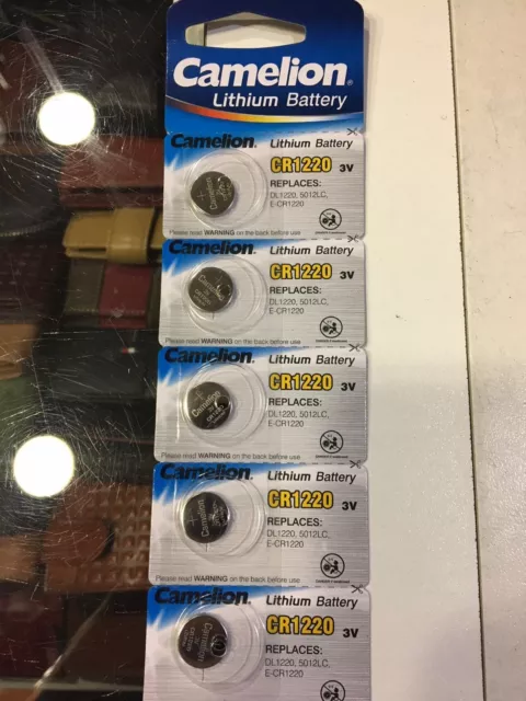 5 x PILA BOTON CAMELION CR1220 BATERIA LITIO LITHIUM 3V BATTERY DL1220 5012LC