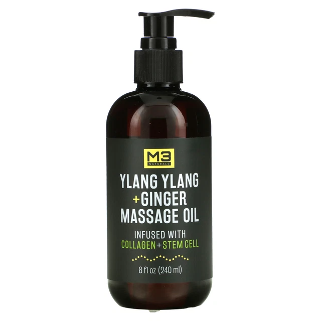 M3 Naturals, Ylang Ylang + Ginger Massage Oil, 8 fl oz (240 ml)