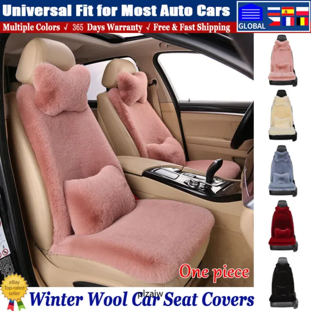 Premium Sheepskin Car Seat Covers Wool Front Cushions Auto Accessories Universal