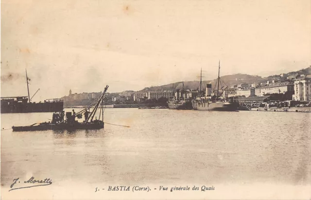 Cpa 20 Corse Bastia Vue Generale Des Quais