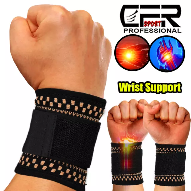 Copper Wrist Hand Brace Support Carpal Tunnel Splint Sprain Strap Arthritis Band