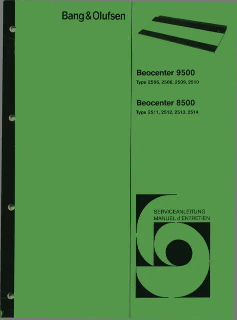 Service Scheme for Bang Olufsen Beocenter 9500 (2506,2508, 2509,2510),8500