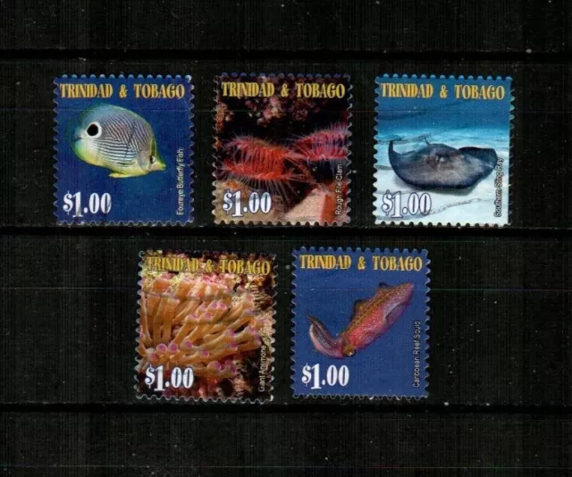 TRINIDAD & TOBAGO Scott's 760a/j ( 5v ) Fish and Marinelife F/VF Used ( 2005 )