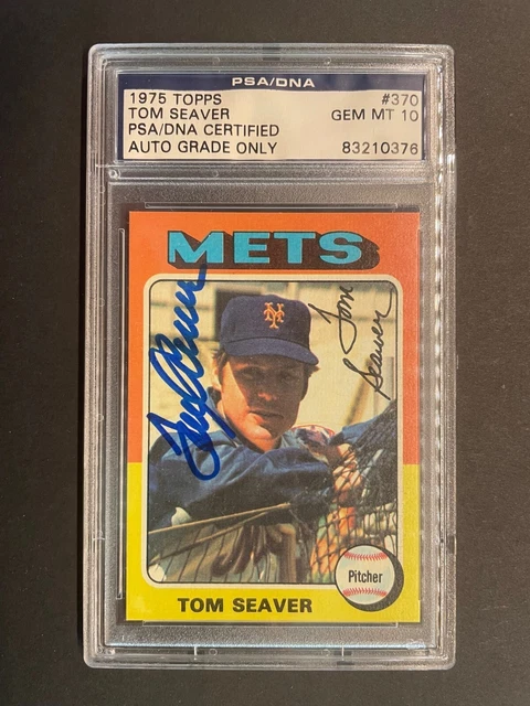 Tom Seaver Signed 1975 Topps #370 PSA/DNA Gem Mint 10 Sharp Corners Beauty Auto Tom Seaver Signed 1975 Topps #370 PSA/DNA Gem Mint 10 Sharp Corners Beauty Auto