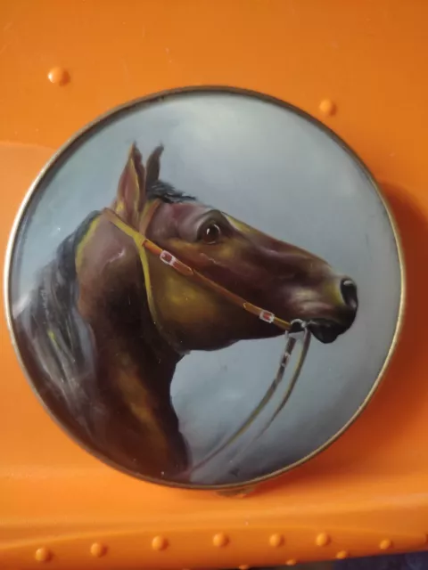 Polvera Metal  Pintada A Mano Mvy Antigva 10,5 Cms