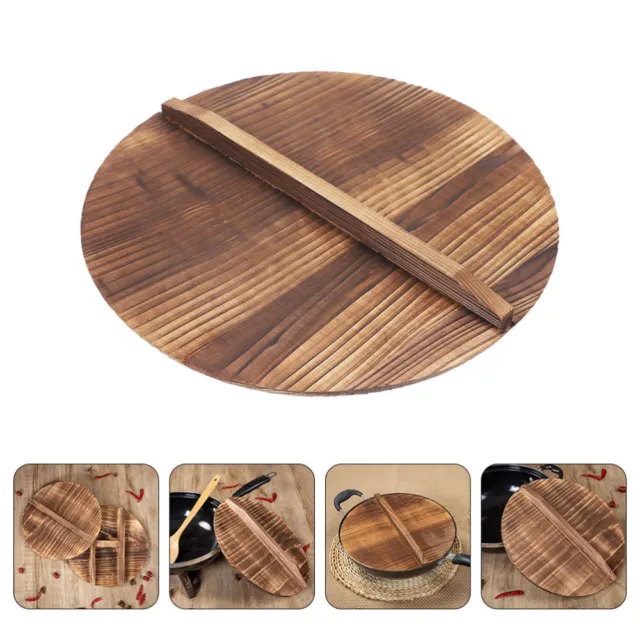 Tapa de cocina wok antiescalda de madera tapa utensilios de cocina para el hogar