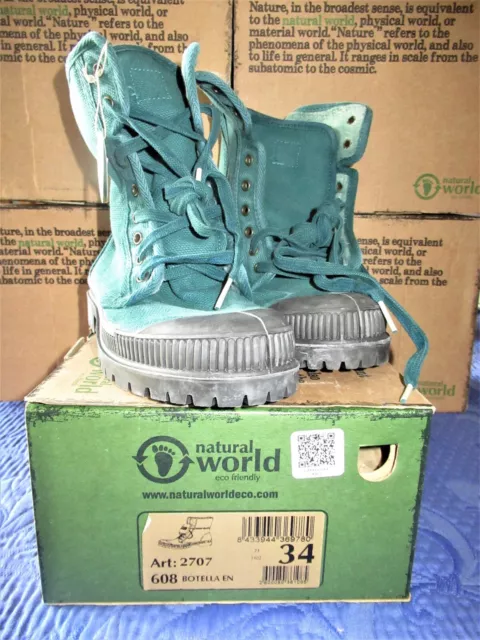 Bottines fourrées Chaussures montantes VERT Natural World Pointure 34 MIXTE