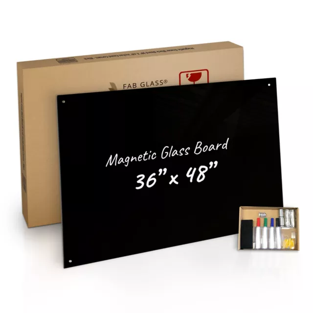 Dry Erase Magnetic Glass Board Frameless Wall Mounted with Tray and Markers