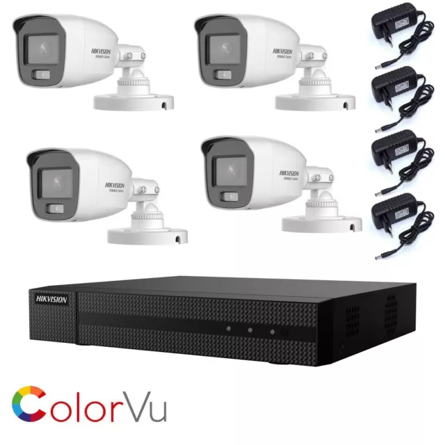 Kit Videosorveglianza 2 Mpx 4 Telecamere Ahd Hikvision Colorvu